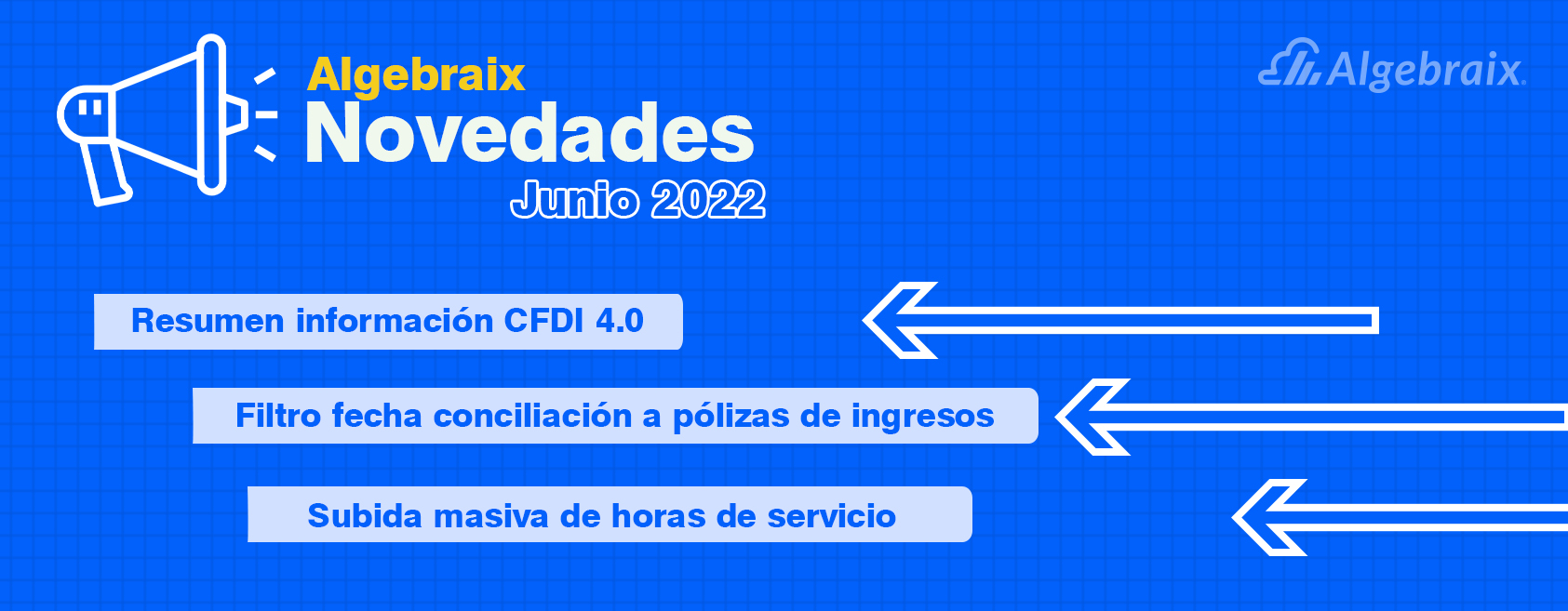 Resumen informacion CFDI 4.0, filtro fecha conciliación a pólizas de ingresos, subida masiva de horas de servicio